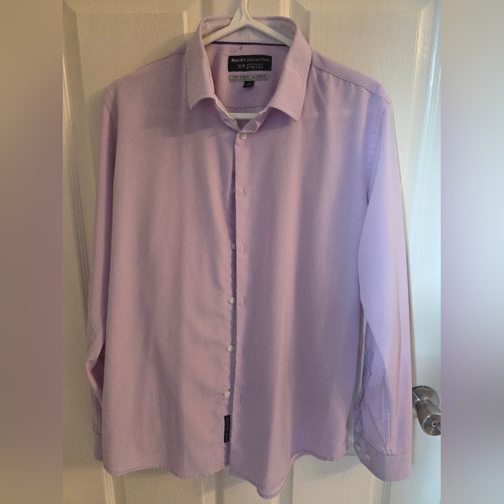 4 Way Performance Stretch Slim Fit Lavender Pink Dotted Shirt